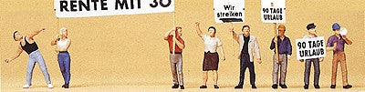 Preiser 10456 HO Scale Demonstrators Figures with Accessories (Set of 8)