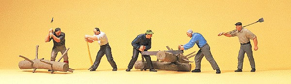 Preiser 10495 HO Lumberjacks Figures with Logs (Set of 5)