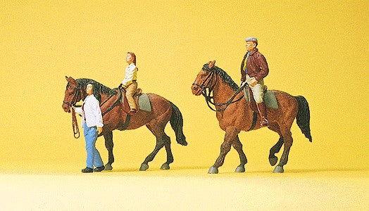 Preiser 10501 HO Hobby Riders Figures with Horses #2 (Set of 3)