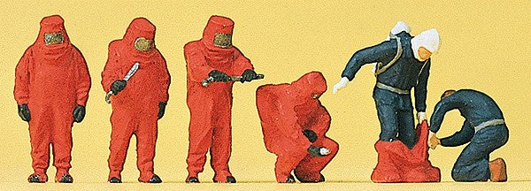 Preiser 10510 HO Firemen Figures with Chemical Suits (Set of 6)