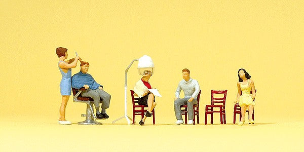 Preiser 10569 HO Hair Dresser & Customers Figures with Chairs (Set of 5)