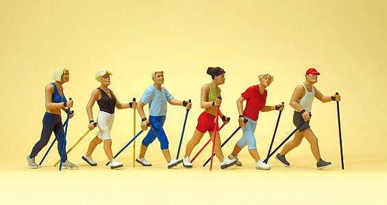 Preiser 10575 HO Nordic Walkers Figures (Set of 6)