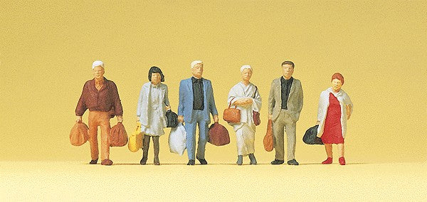 Preiser 14070 HO Walking Railway Travelers Figures (Set of 6)