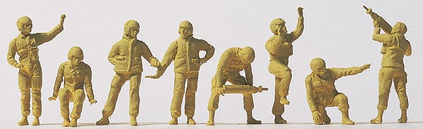 Preiser 16567 HO Unpainted US Army Tank Crew Plastic Figure Kit (Set of 8)