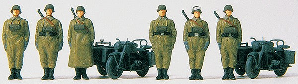 Preiser 16571 HO Unpainted Motorcycle Crew at Attention Figure Kit (Set of 6)