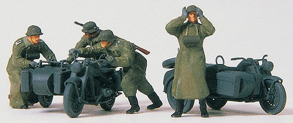 Preiser 16580 HO German Reich Crew with Motorcycle Figure Kit (Set of 4)