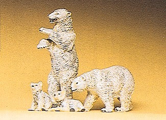 Preiser 20384 HO Animals - Polar Bears Figures (Set of 4)