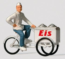 Preiser 28075 HO Scale Ice Cream Man with Cart Figure