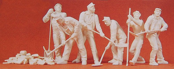 Preiser 64010 1:35 Unpainted Civilian Workers Plastic Figure Kit (Set of 6)