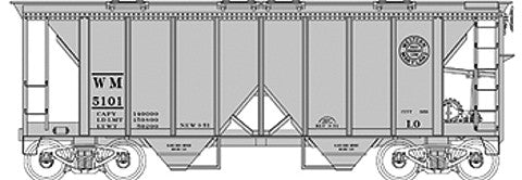 Bowser 40307 HO Scale Western Maryland 70T Covered Hopper #5101