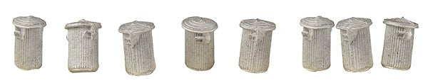 The N Scale Architect 20049 HO Trash Cans with Lids (Pack of 8)