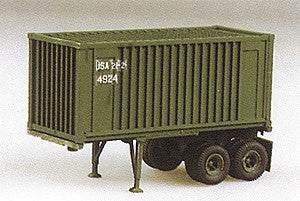 Trident Miniatures 90079 HO US/NATO 2-Axle 20' Chassis with Box Container Kit