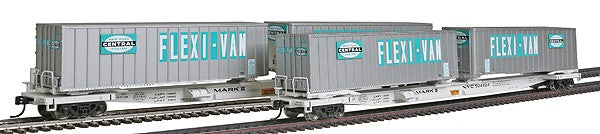 Walthers 932-240852 HO NYC Gold Mark III Flexi-Van Flat w/Trailers (Set of 2)