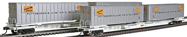 Walthers 932-240853 HO P&LE Gold Mark III Flexi-Van Flat w/Trailers (Set of 2)