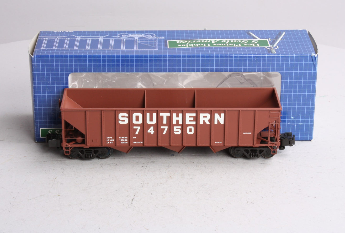 Des Plaines Hobbies 15132 S Scale Southern 3-Bay Hopper #74754 EX/Box