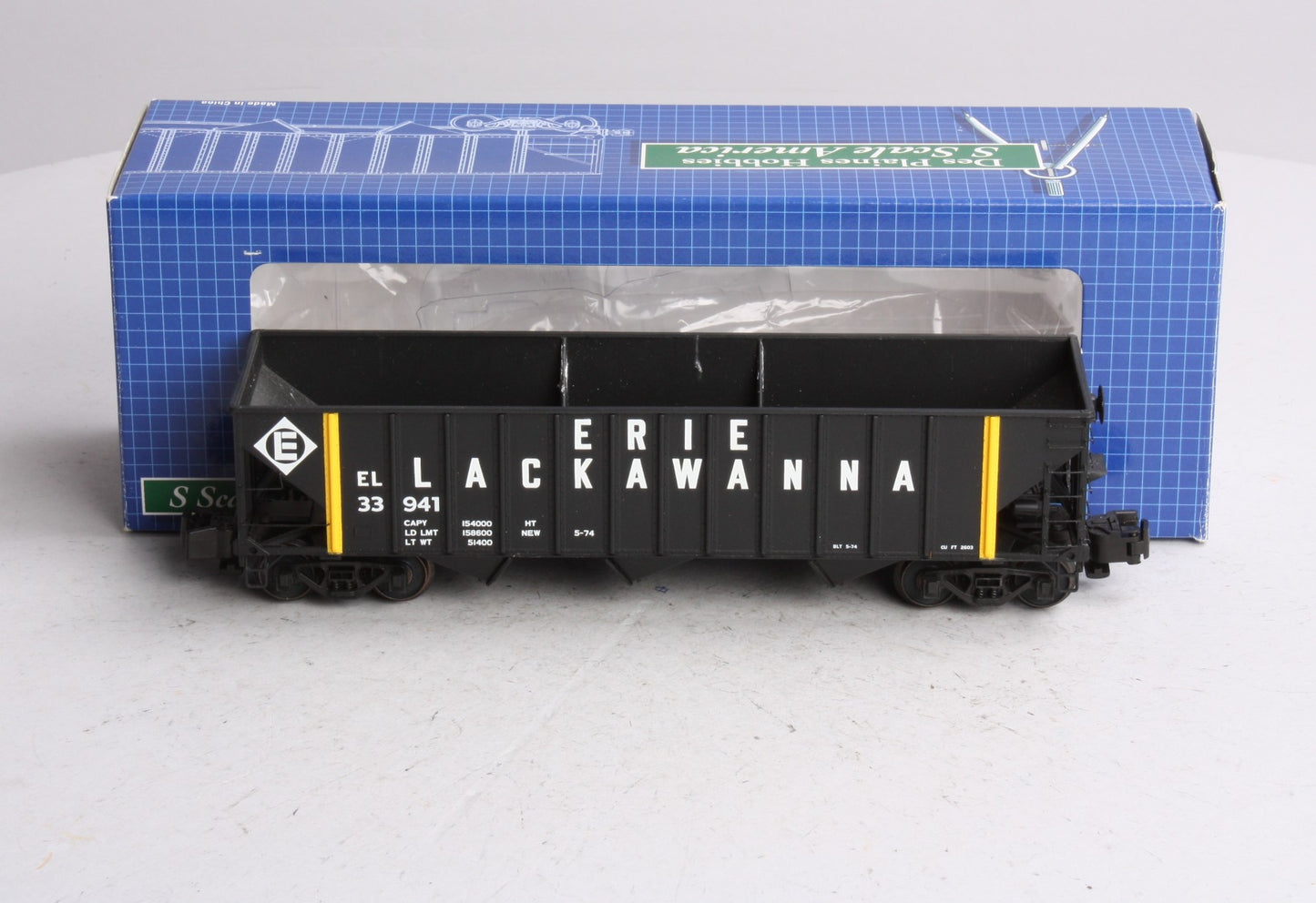 Des Plaines Hobbies 15012 "S" Scale Erie Lackawanna 3-Bay Hopper LN/Box