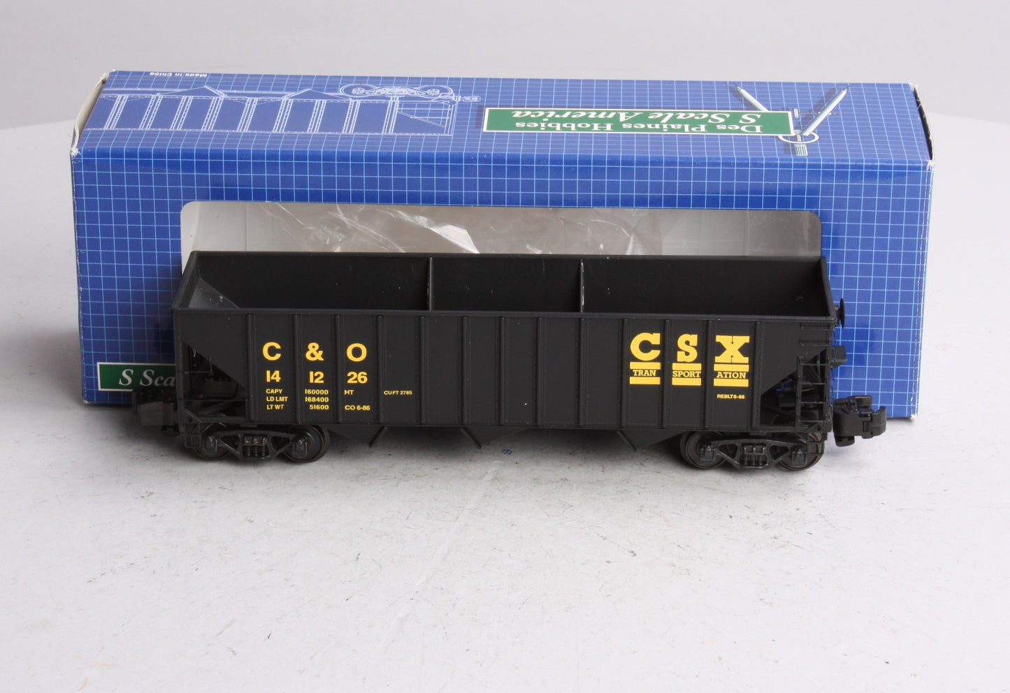 Des Plaines Hobbies 15051 "S" Scale Chesapeake & Ohio 3-Bay Hopper #141222 LN/Box