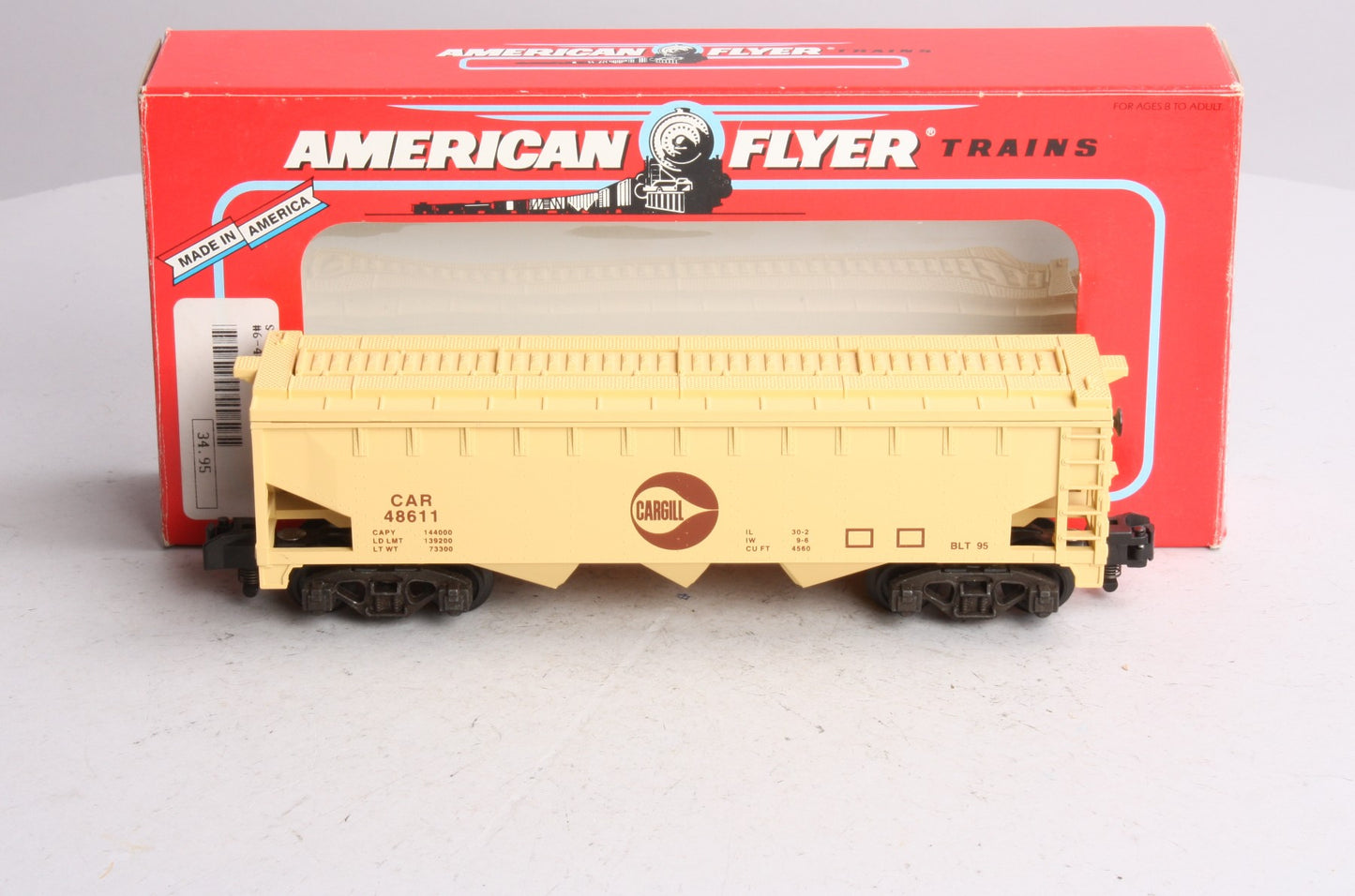 American Flyer 6-48611 S Gauge Cargill 3-Bay Covered Grain Hopper LN/Box