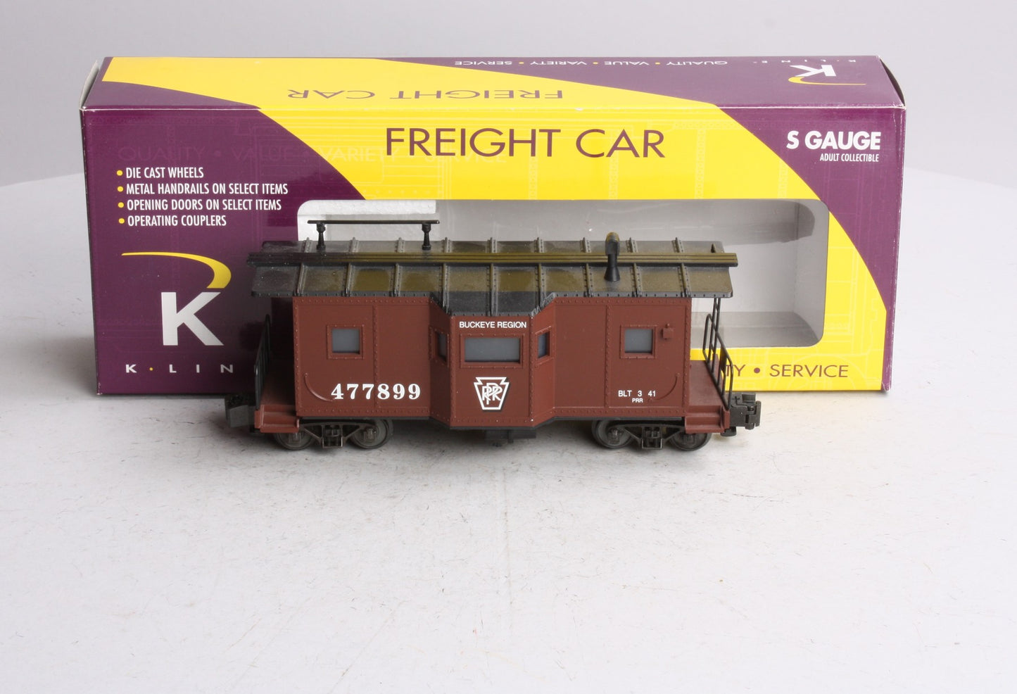K-Line K511-023 S Gauge Pennsylvania Caboose #477899 EX/Box