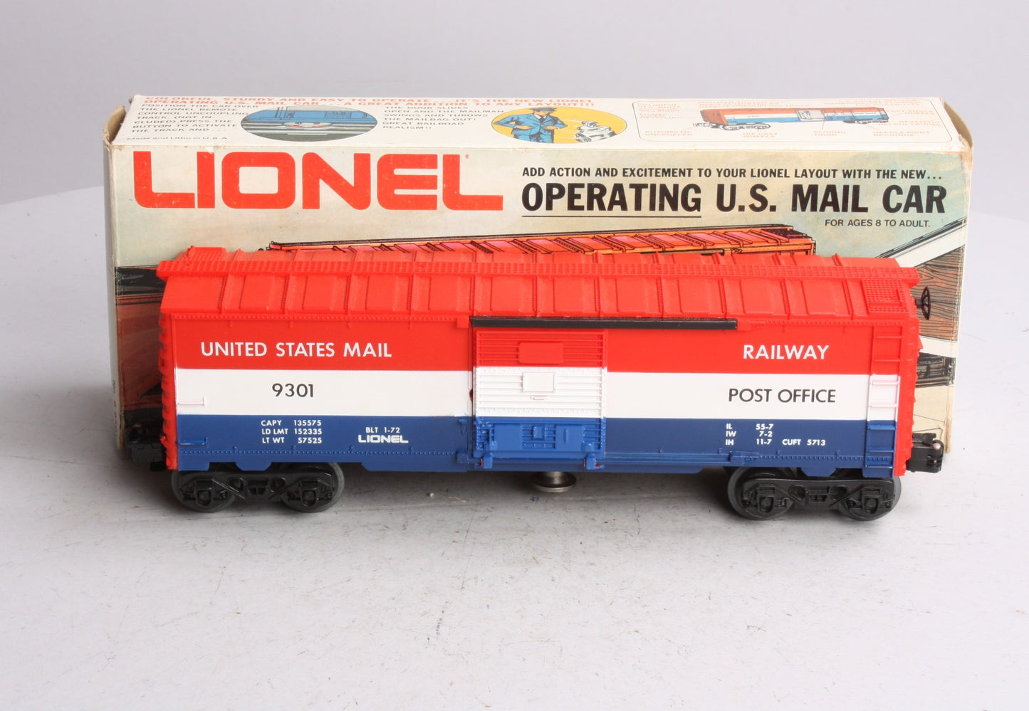 Lionel 6-9301 O Gauge US Mail Operating Boxcar #9301 - Without Mailbag LN/Box