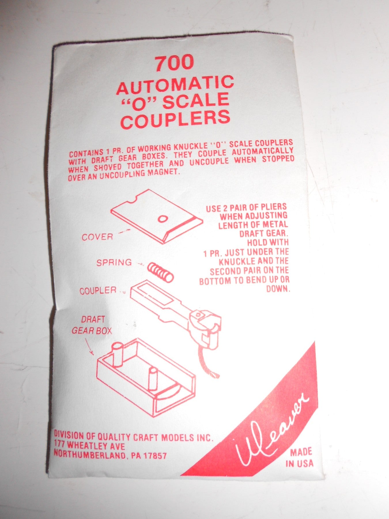 Weaver 700 O Scale Automatic Couplers