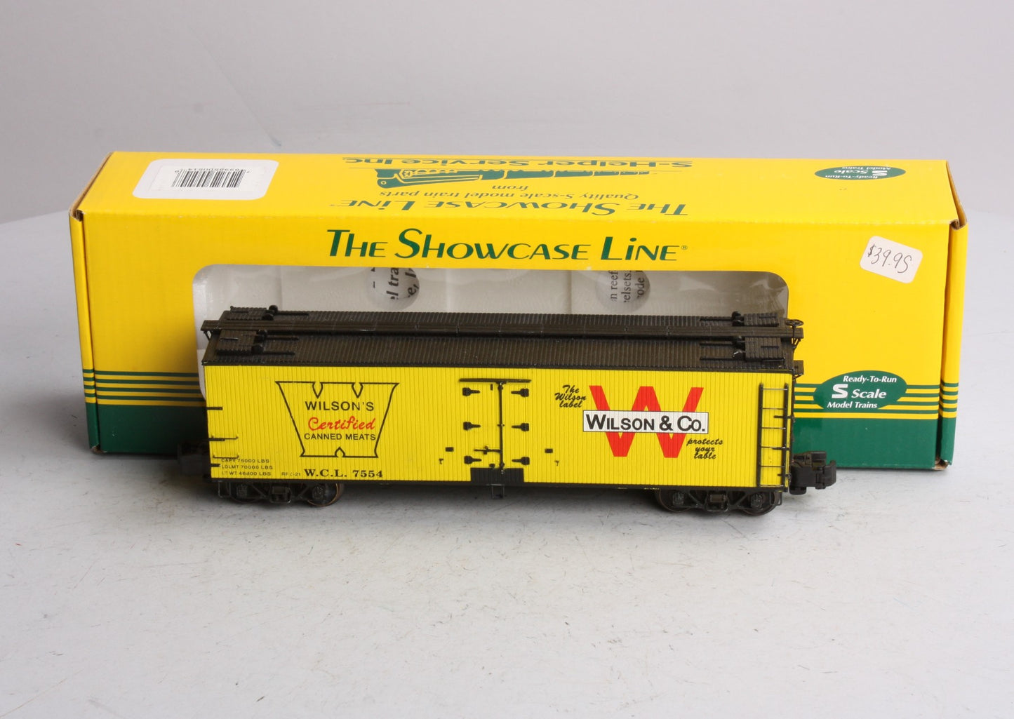S-Helper 00514 S Gauge Wilson Car Lines 40' Wooden Billboard Reefer #7554 LN/Box