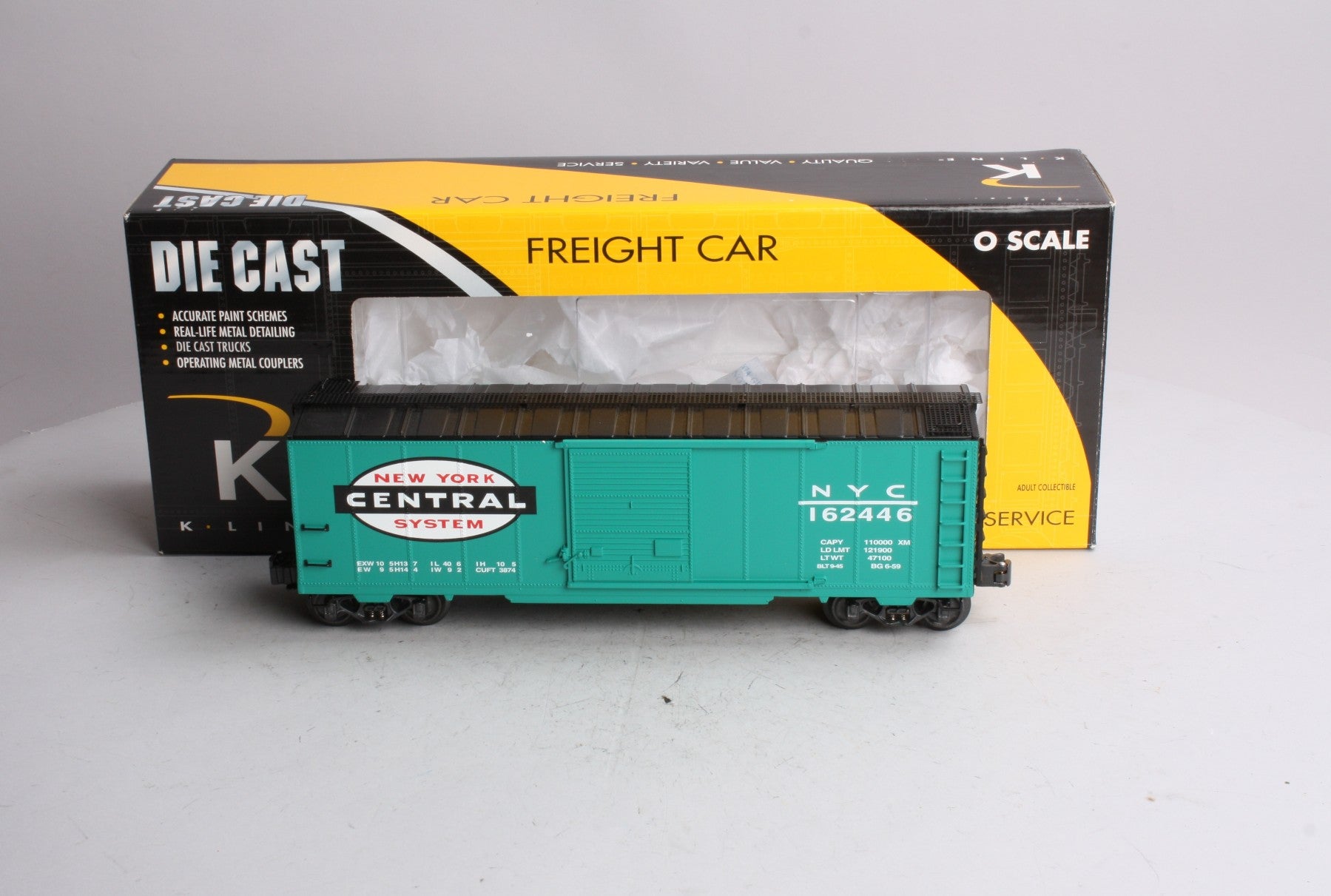 K-Line K751-1752 O Gauge New York Central Green Boxcar LN/Box