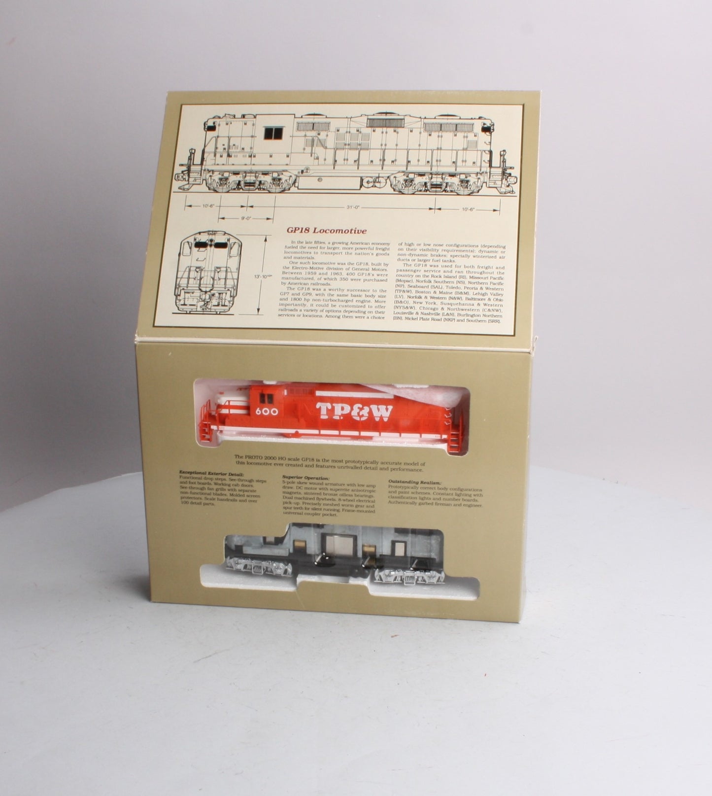 Proto 2000 8167 HO Scale Toledo, Peoria & Western GP-18 'Low Nose' Diesel Loco LN/Box