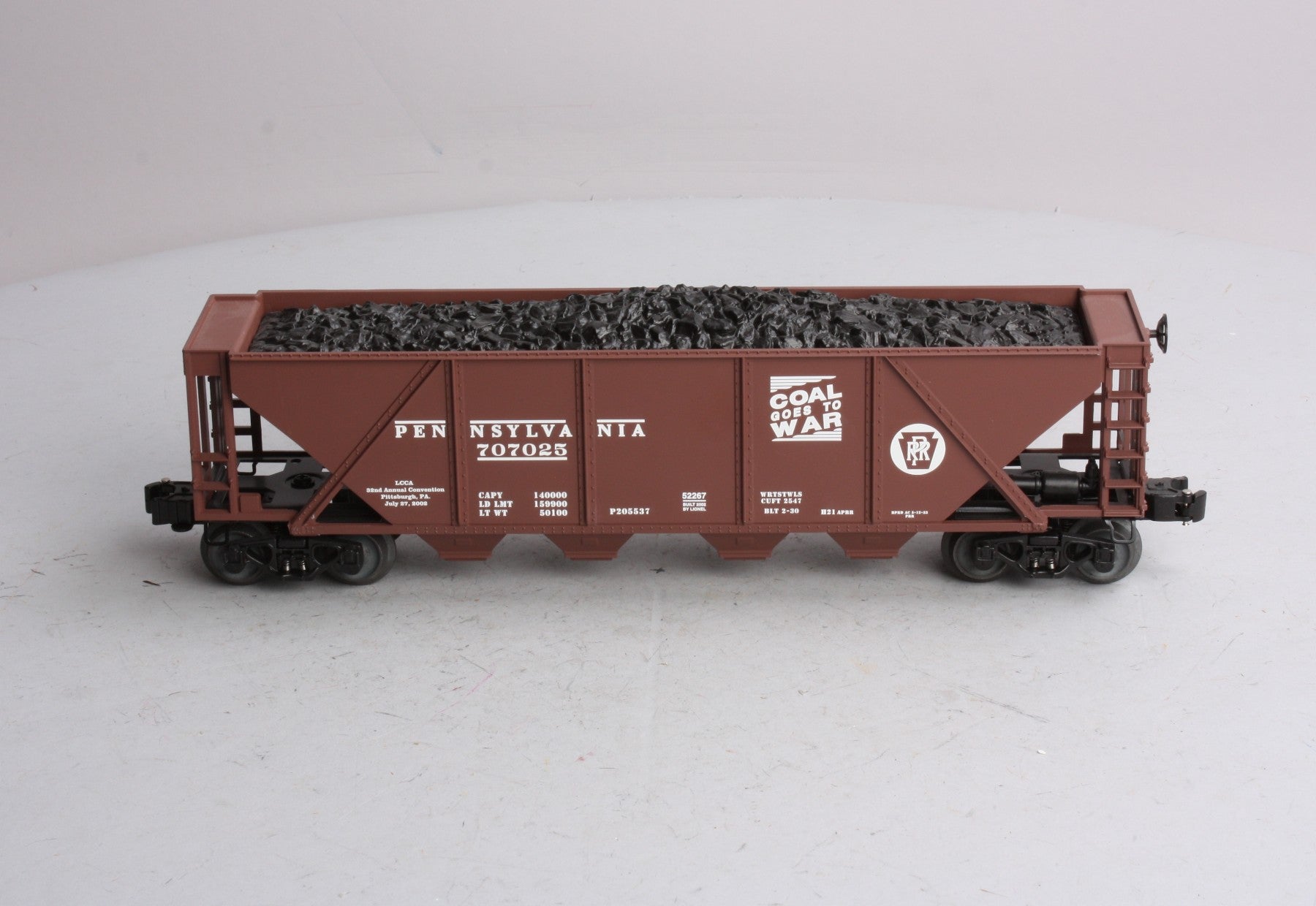Lionel 6-52267 O 2002 PRR Coal Goes to War 4-Bay Hopper #707025 NIB