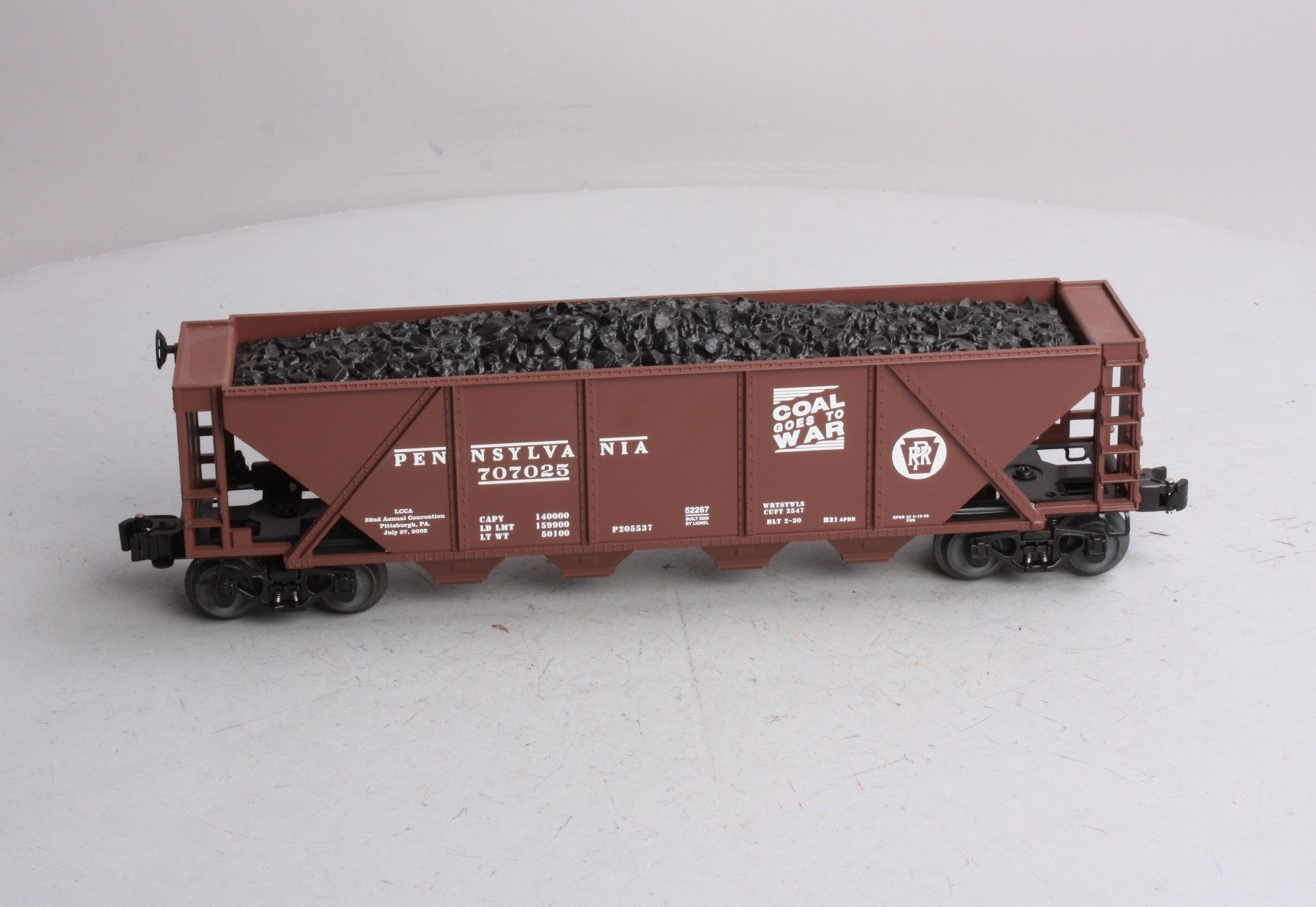 Lionel 6-52267 O 2002 PRR Coal Goes to War 4-Bay Hopper #707025 NIB