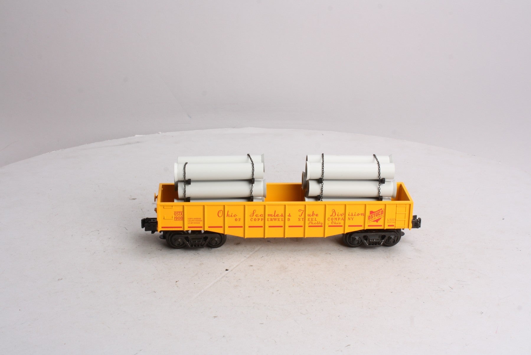 Atlas 1003004-2 O Gauge Ohio Seamless & Tube Division Gondola W/ Pipe Load #1908 LN/Box