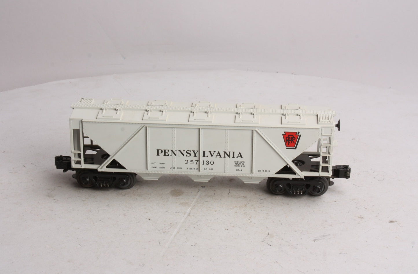 MTH 33-7501 O Gauge Pennsylvania 3-Bay Covered Hopper #257130 LN/Box