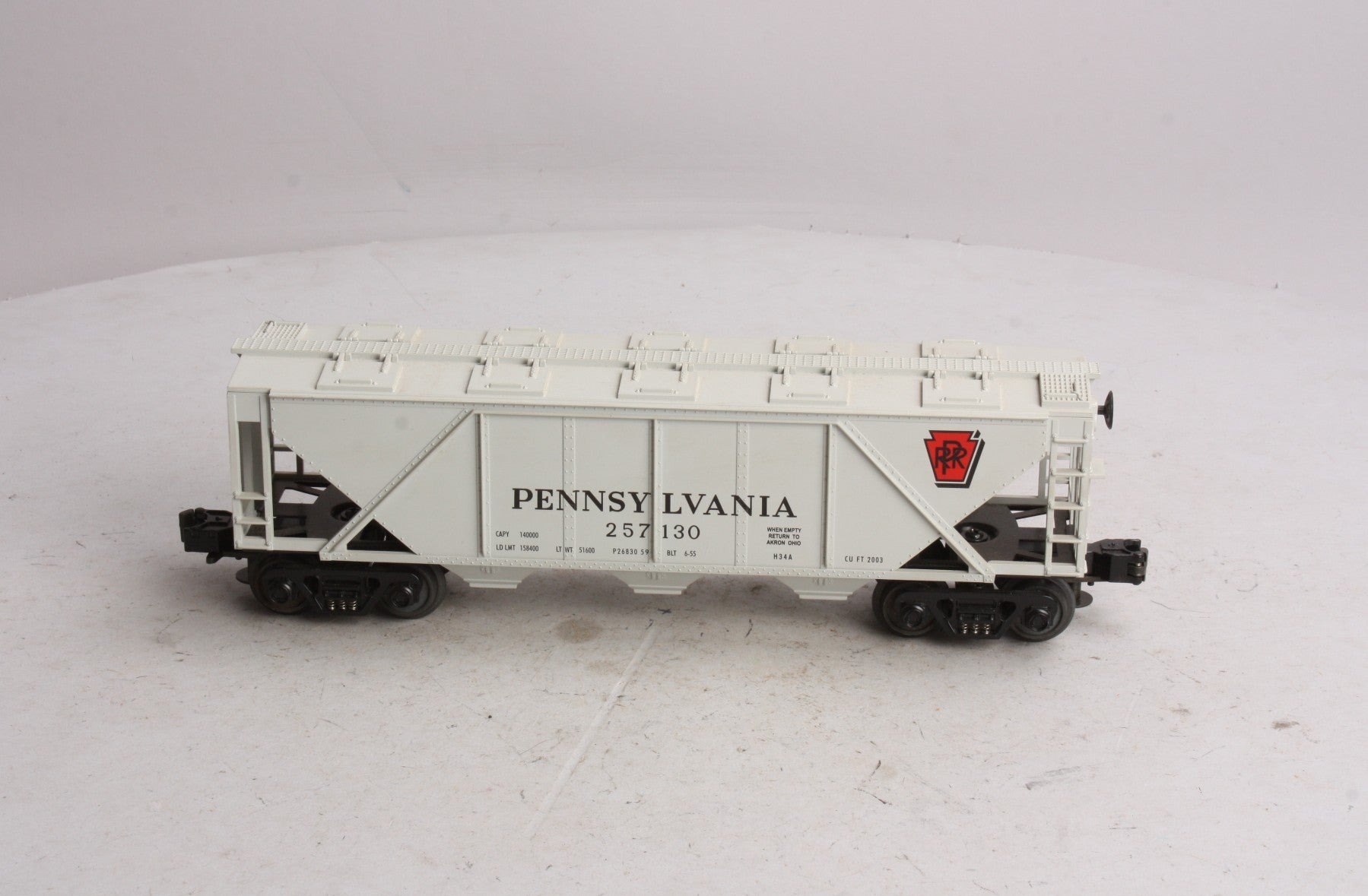 MTH 33-7501 O Gauge Pennsylvania 3-Bay Covered Hopper #257130 LN/Box