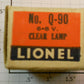 Lionel Q-90 6-8 Volt Clear Light Bulb with Box
