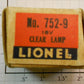 Lionel 752-9 18 Volt Clear Light Bulb in Original Sale Box