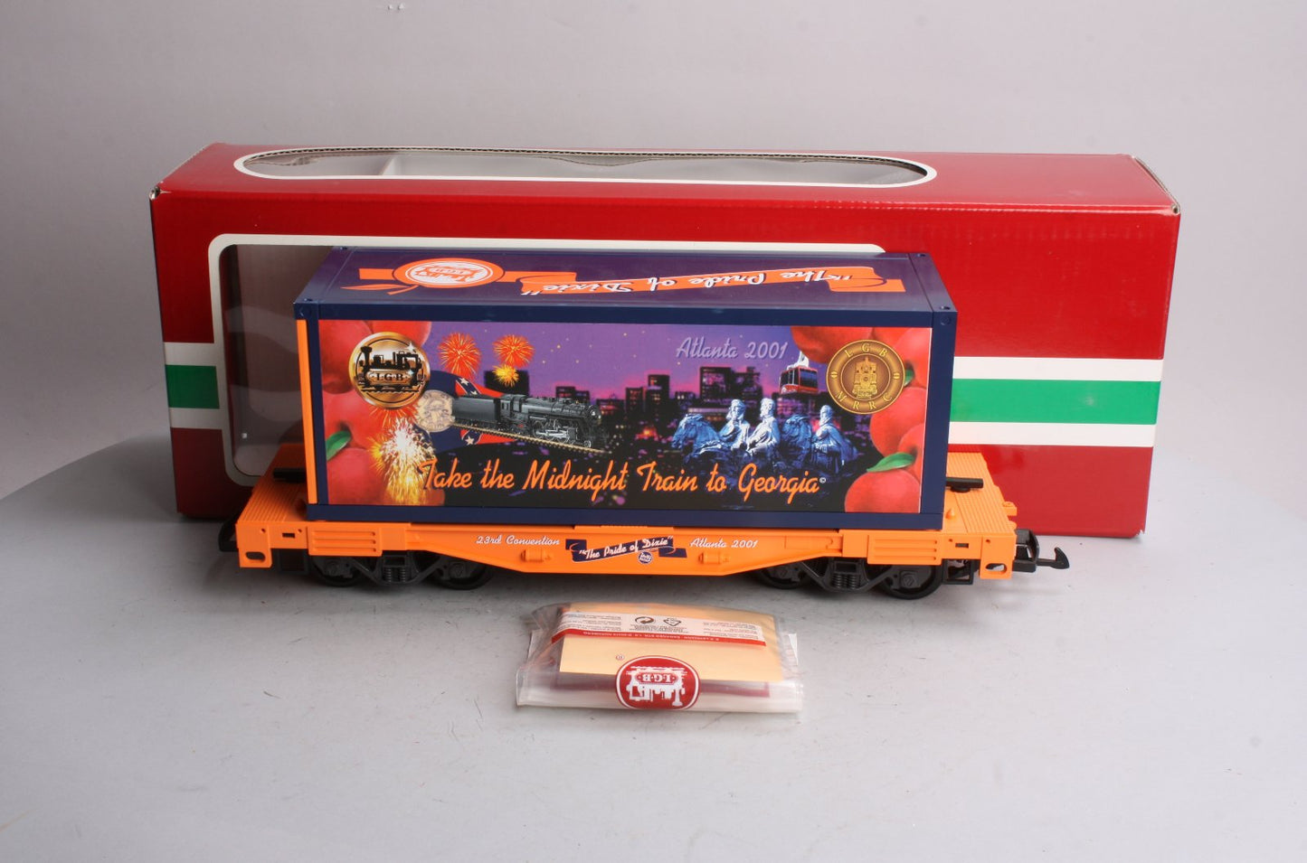 LGB 44858 G Scale 2001 Atlanta Convention Flatcar with Container LN/Box