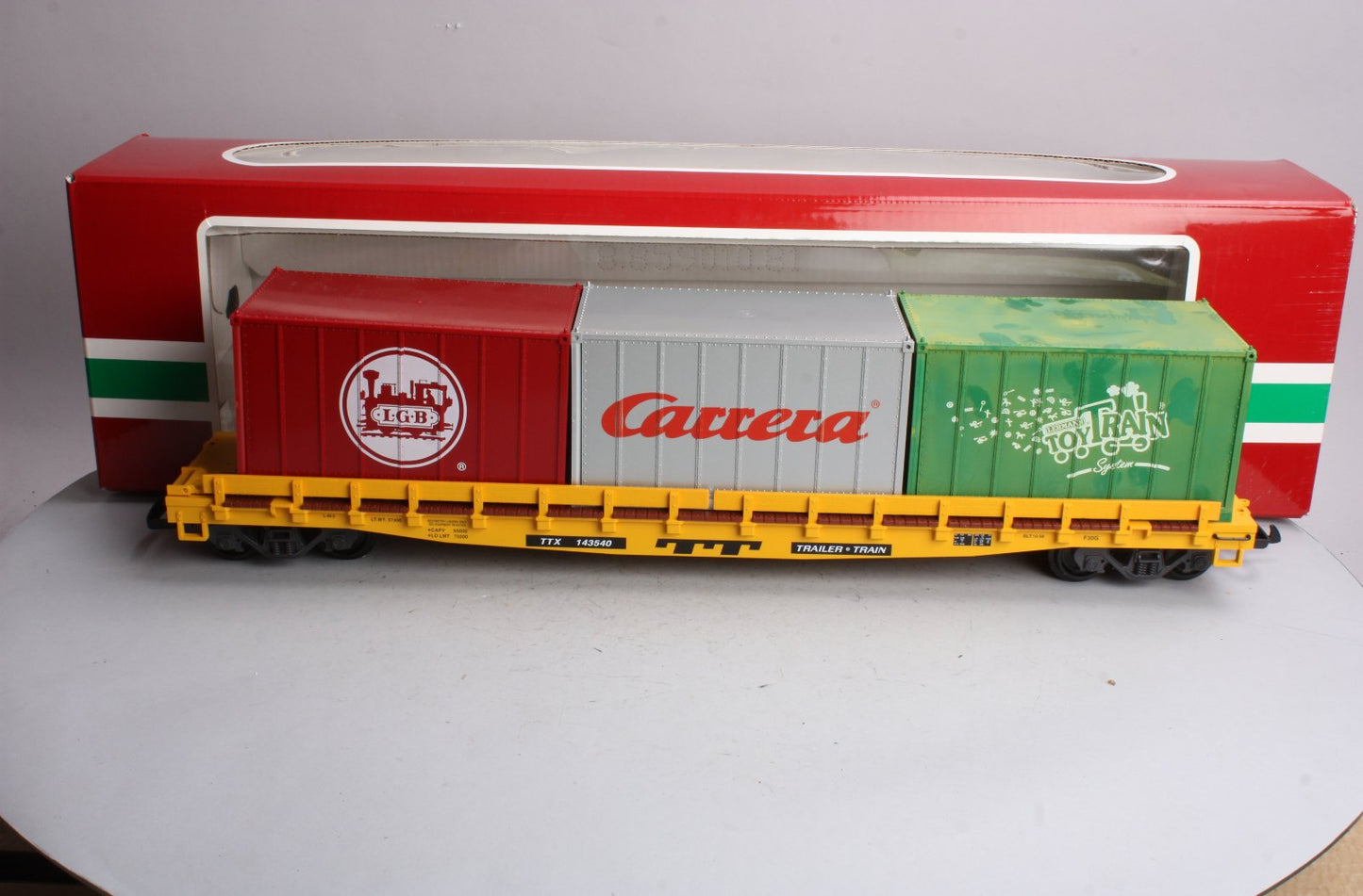 LGB 43540 G Scale TTX Flatcar with Containers EX/Box