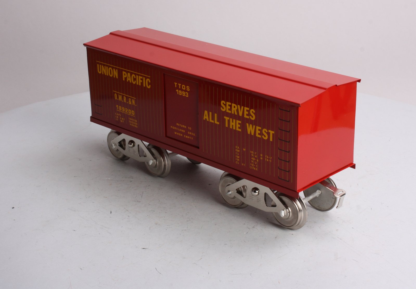 McCoy 1993 Standard Gauge Union Pacific T.T.O.S. Boxcar EX
