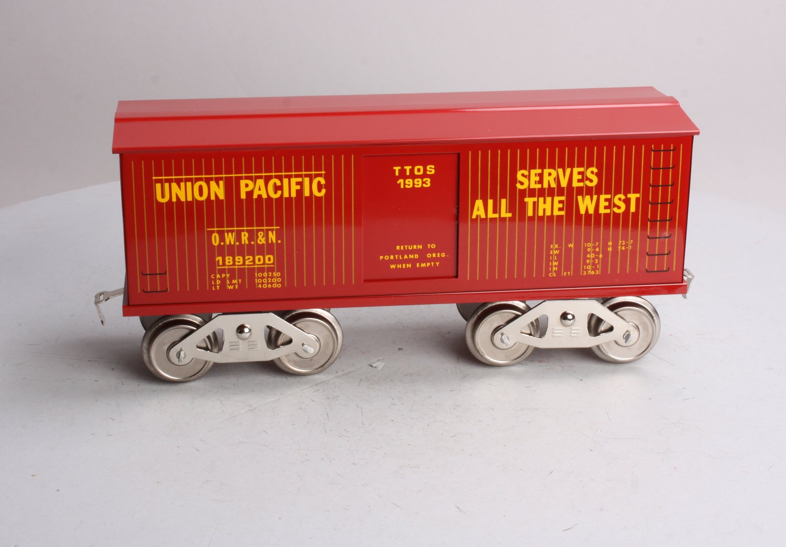 McCoy 1993 Standard Gauge Union Pacific T.T.O.S. Boxcar EX