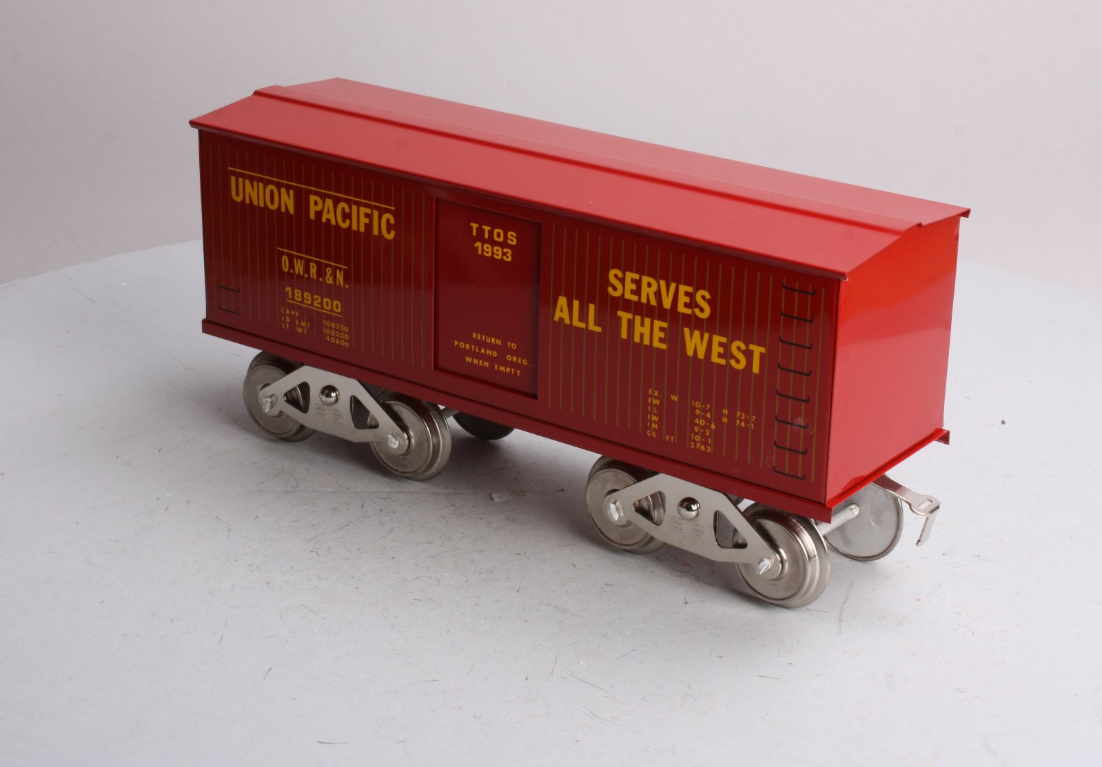 McCoy 1993 Standard Gauge Union Pacific T.T.O.S. Boxcar EX