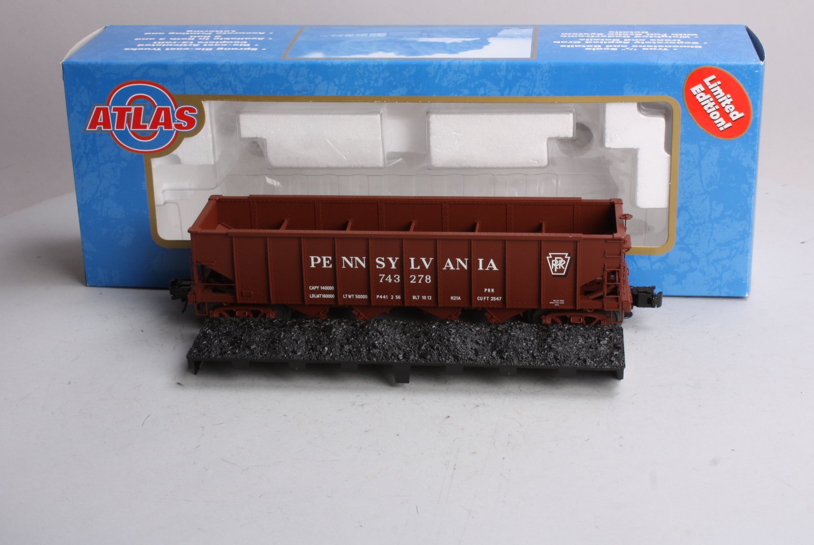 Atlas 6777-4 O Gauge Pennsylvania Railroad H21a Hopper Car #743278 (3Rail) EX/Box