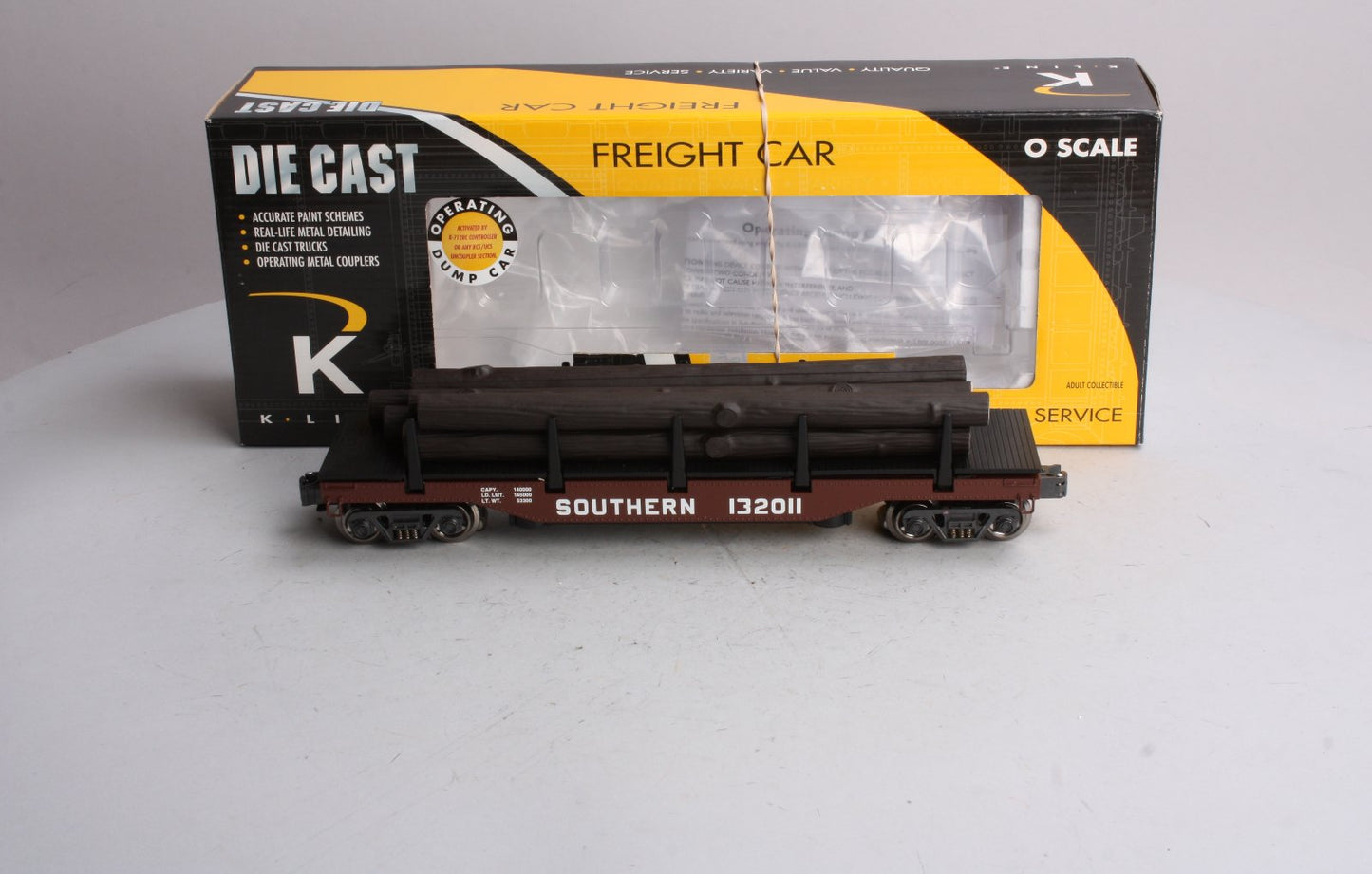 K-Line K713-2011 Southern Operating Log Dump Car #132011 w/Logs EX/Box