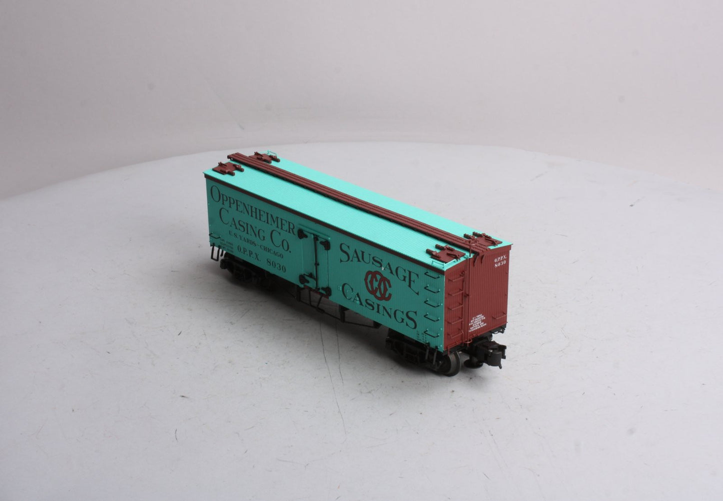 Atlas 8015-6 O Gauge Oppenheimer 36' Wood Reefer #8030 - 3 Rail LN/Box