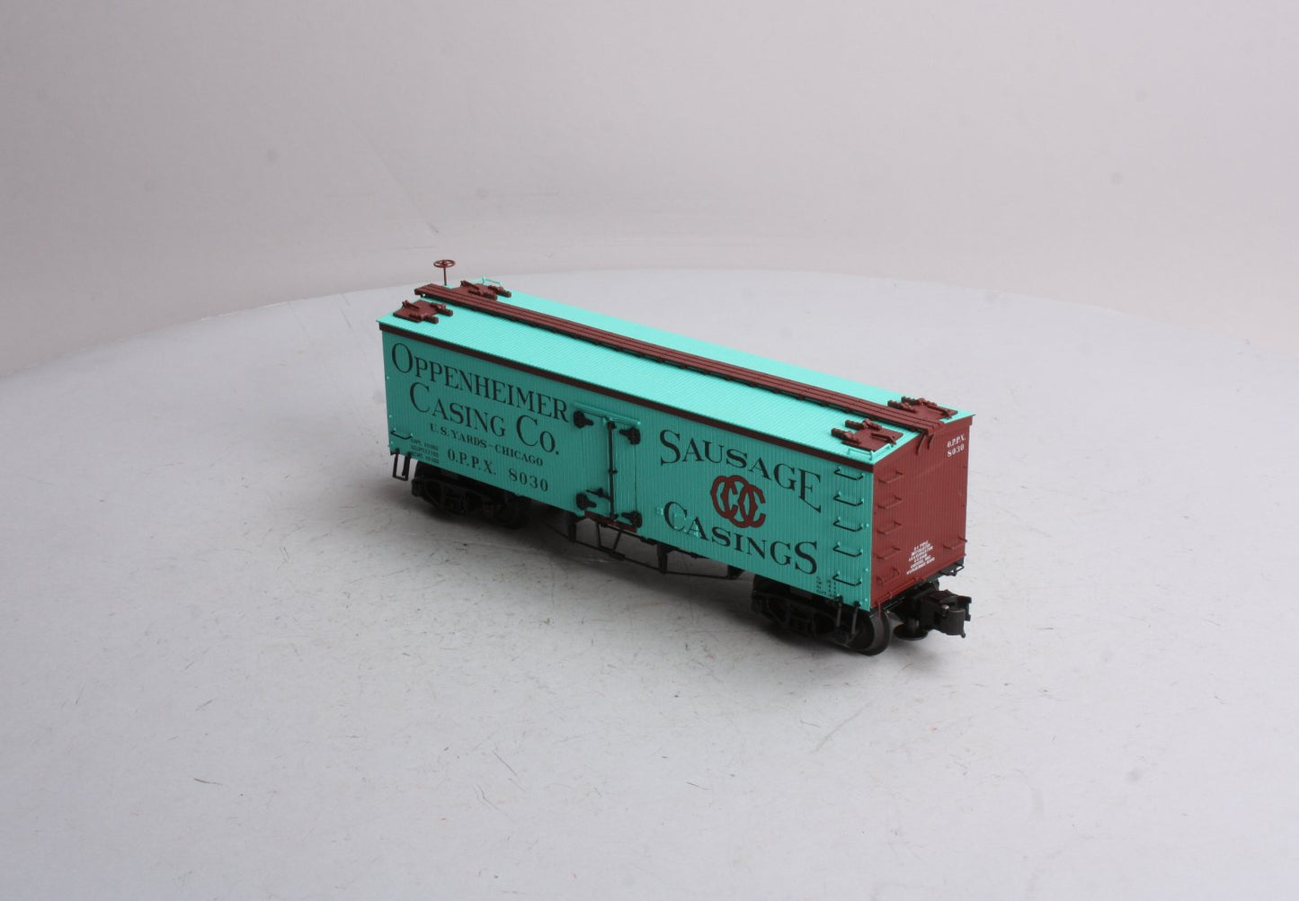 Atlas 8015-6 O Gauge Oppenheimer 36' Wood Reefer #8030 - 3 Rail LN/Box