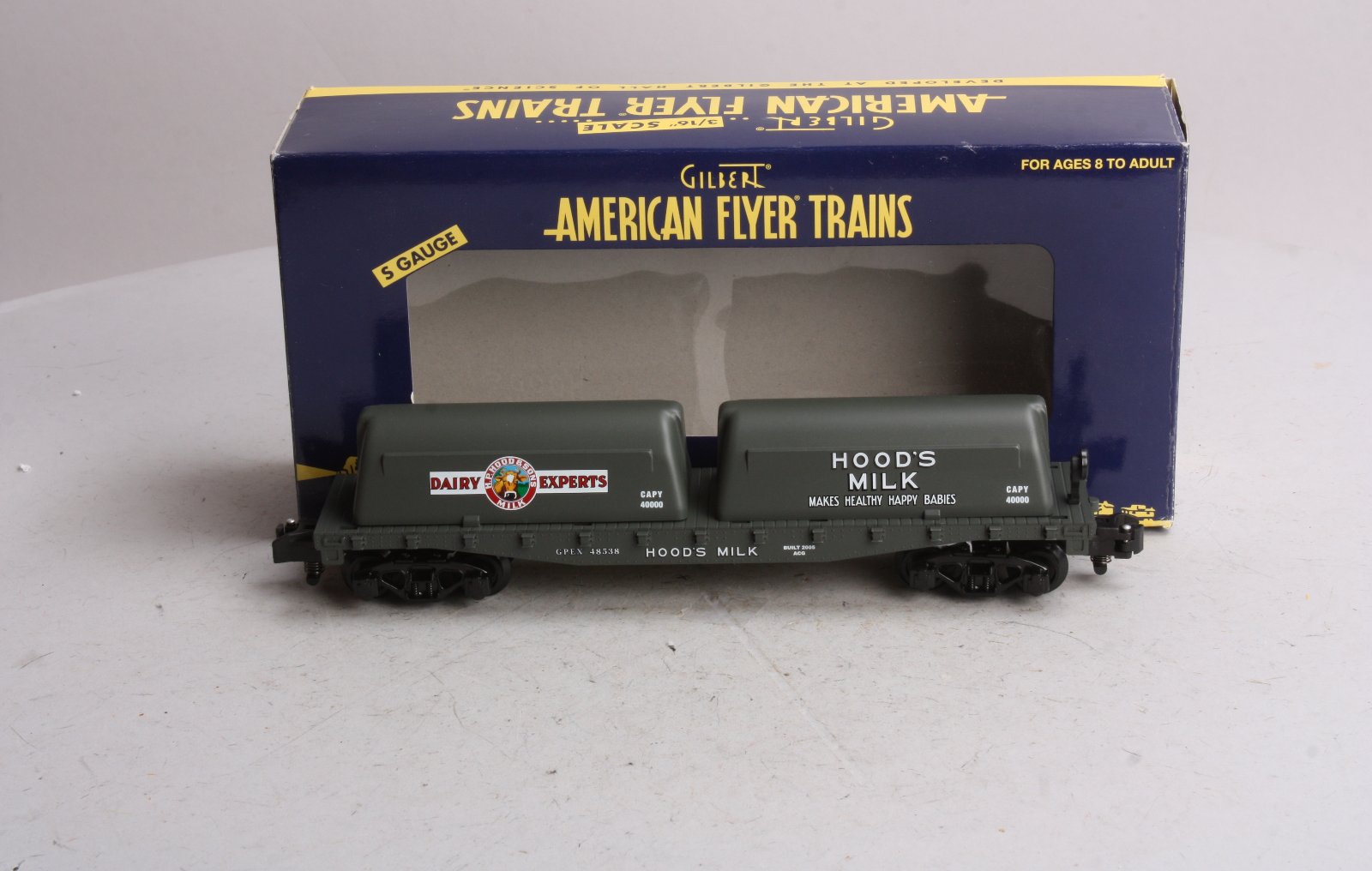 American Flyer 6-48538 S Scale Hood's Flatcar w/Milk Containers NIB