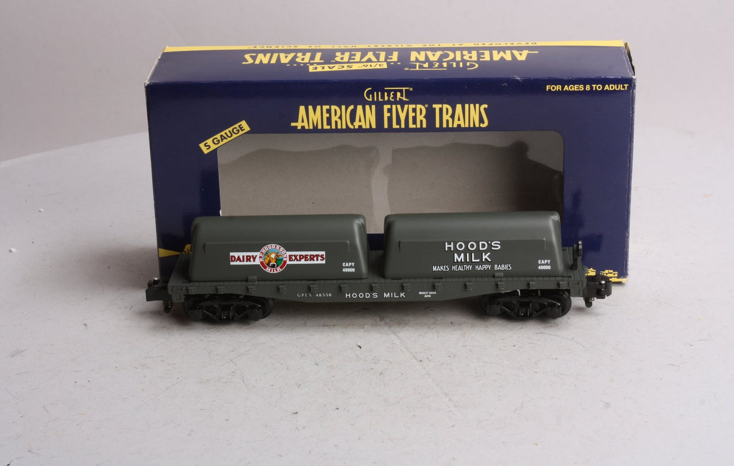American Flyer 6-48538 S Scale Hood's Flatcar w/Milk Containers NIB