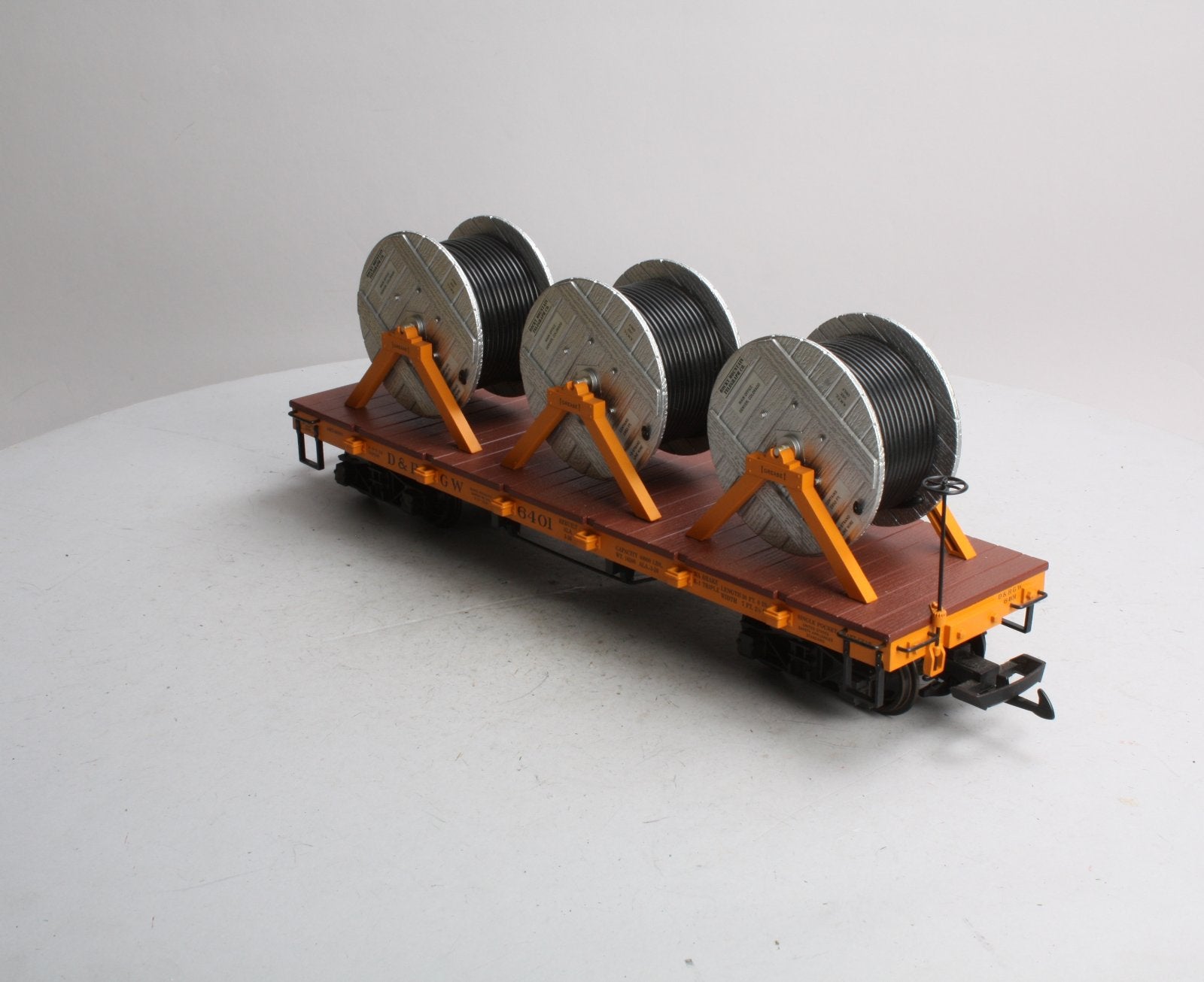 Aristo-Craft 86401 G D&RGW Flatcar w/ Cable Reel Load LN/Box