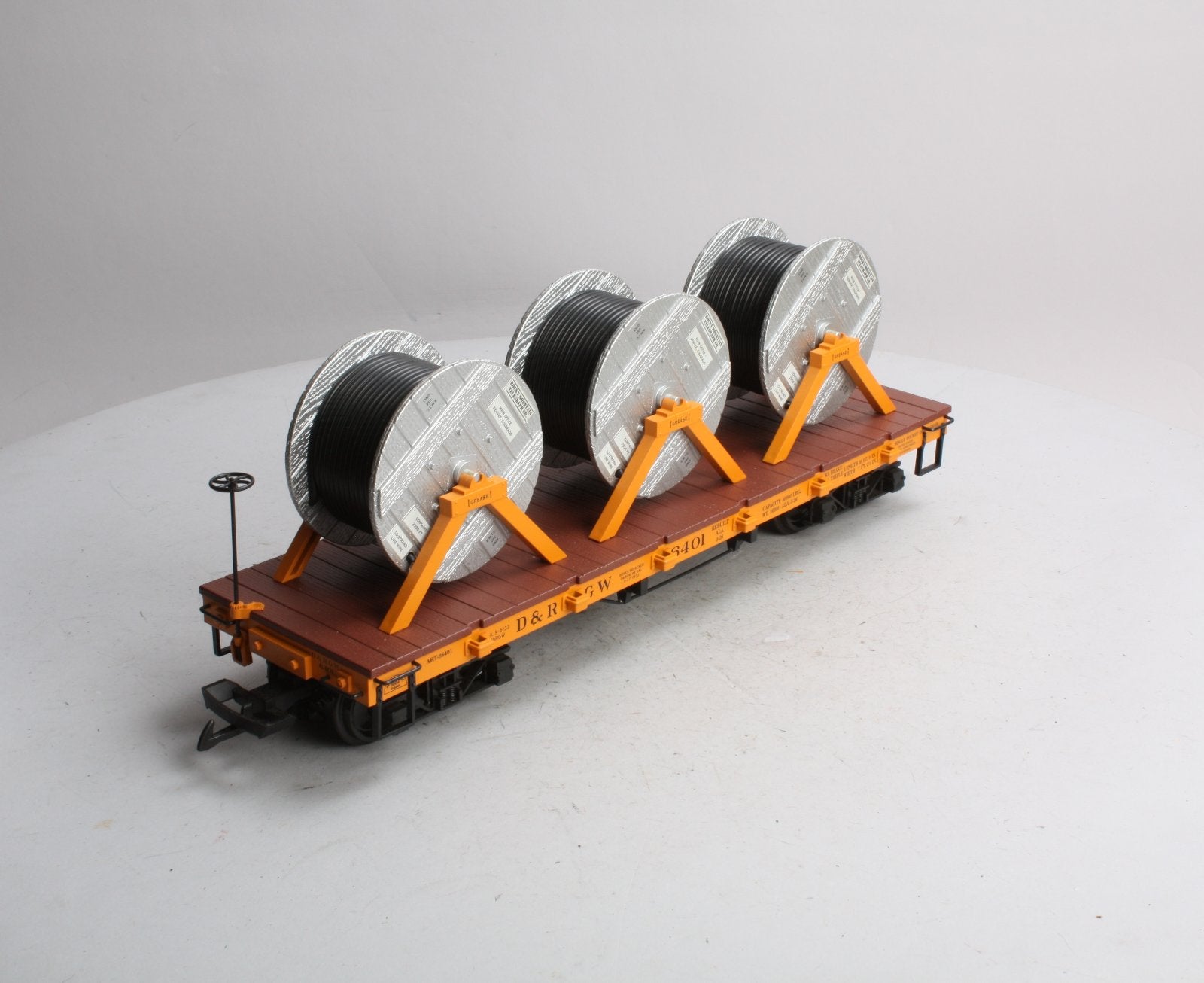 Aristo-Craft 86401 G D&RGW Flatcar w/ Cable Reel Load LN/Box