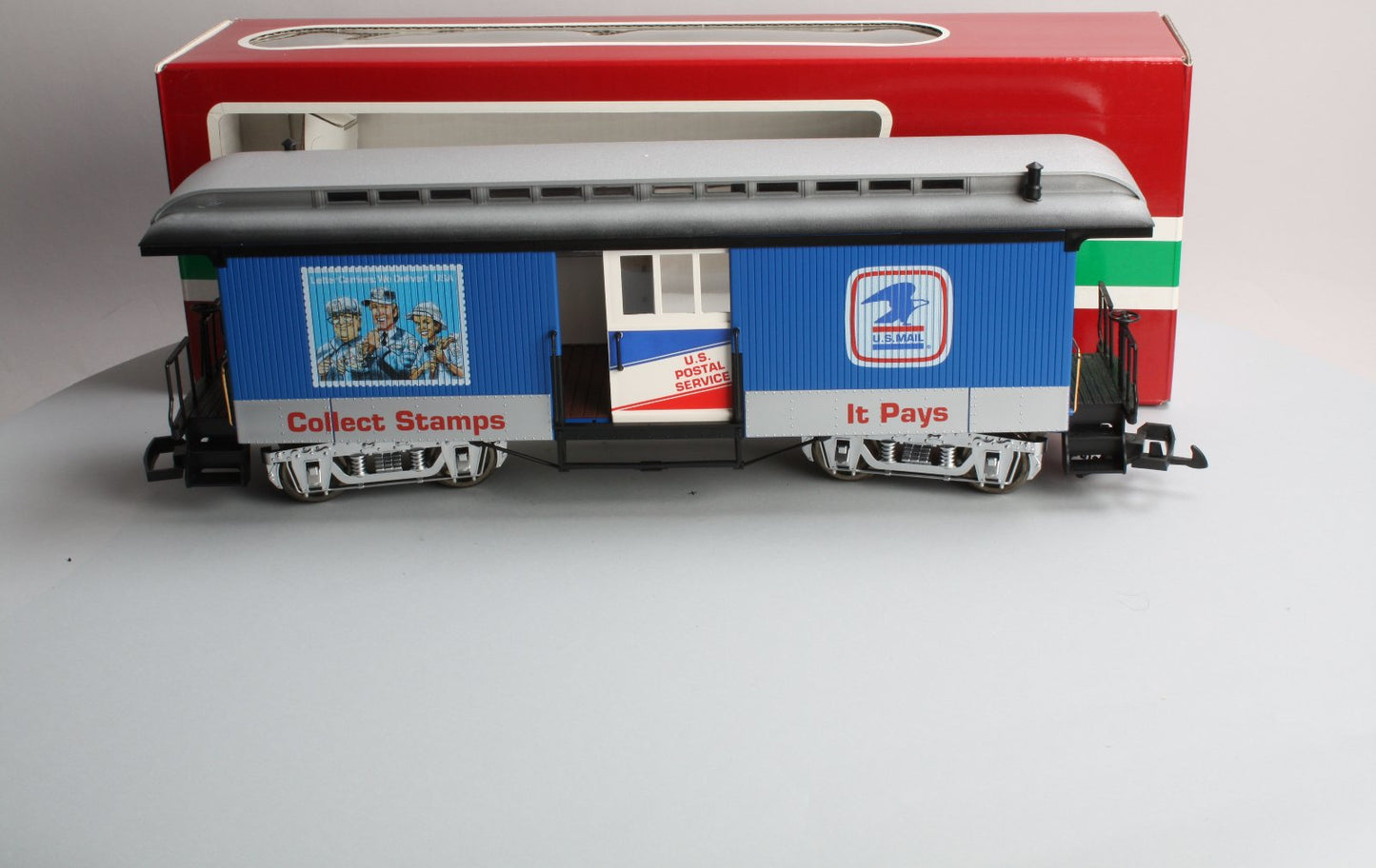 LGB 31840 G Scale U.S. Mail "Collect Stamps It Pays" Baggage Car (Metal Wheels) LN/Box