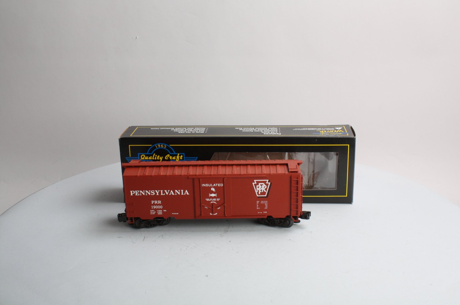 Weaver U21504LD O Gauge Pennsylvania 40' Plug Door Boxcar #19000 - 3 Rail LN/Box